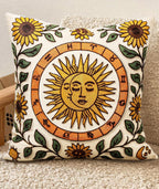 Embroidered Throw Pillow Cover 18x18 Inch - Spring Summer Boho Decorative Pillow Cover with Zipper for Living Room Couch Sofa Bed Aesthetic Design Flower Cluster Cushion Pillowcase