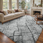 6x9 Ft Large Shag Rugs for Living Room, Tie-Dyed Ultra Soft Fluffy Furry Area Rugs for Bedroom Indoor Floor, Aesthetic Carpet for Kids Home Decor (Dark Grey)
