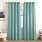 Natural Linen Curtains 84 inch Long 2 Panels Set, Grommet Top Thick Linen Burlap Semi Sheer Vertical Drapes Privacy Assured with Light Filtering for Bedroom/Living Room, W55 x L84