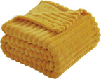 Sage Green Fleece Throw Blanket 50”×60” for Couch Sofa Bed,Super Soft Cozy Plush Microfiber Flannel Blanket with Stripes Design Lightweight for Adults,Woman,Girls