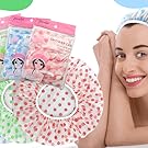 6 Pieces Waterproof EVA Plastic Shower Cap,Elastic Reusable Bathing Cap,Beauty Salon Spa Lace Elastic Band Flower Printed Hat Environmental Protection Hair Bath Caps