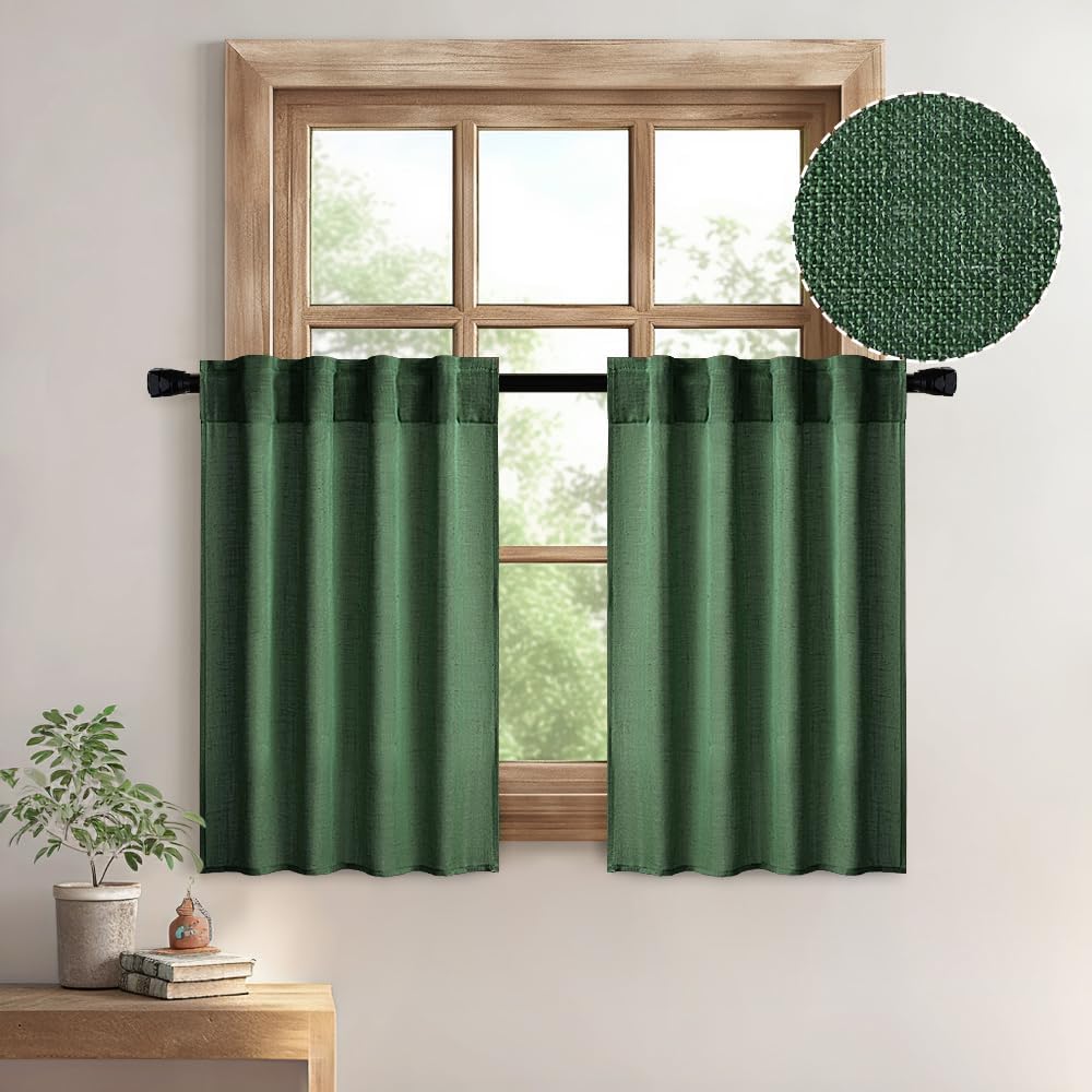 Natural White Linen Curtains 84 Inch Long for Bedroom Living Room, Soft Thick Linen Textured Window Drapes Semi Sheer Light Filtering Rod Pocket Back Tab Neutral Farmhouse Cream Ivory 2 Panels