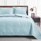 Love's cabin Quilts for Queen Bed Blue Bedspreads - Soft Bed Summer Lightweight Bedspread Comforter - Modern Style Coin Pattern Coverlet for All Season - 3 Pieces (1 Quilt, 2 Pillow Shams)
