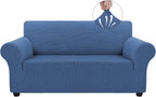 Couch Covers for 3 Cushion Couch Sofa Pet Friendly, 3 Seater Sofa Cover Washable Slipcovers Protector Furniture Covers for Dogs Spandex Jacquard Fabric Small Checks（Large，Black）