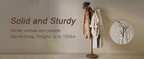 Coat Rack,Solid Wood Coat Rack Freestanding with 12 Hooks,Coat tree freestanding 3 Adjustable Heights for coat, Hats, Handbags，Coat Stand for Entryway,Bedroom (Walnut)